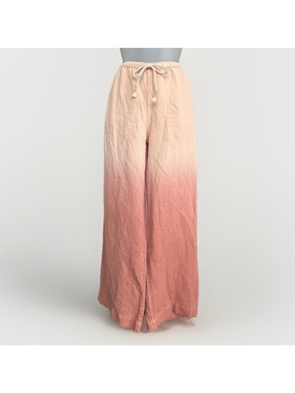 C&C California Linen Wide-leg Pants Womens Sz Small Peach Pink Beach Lightweight